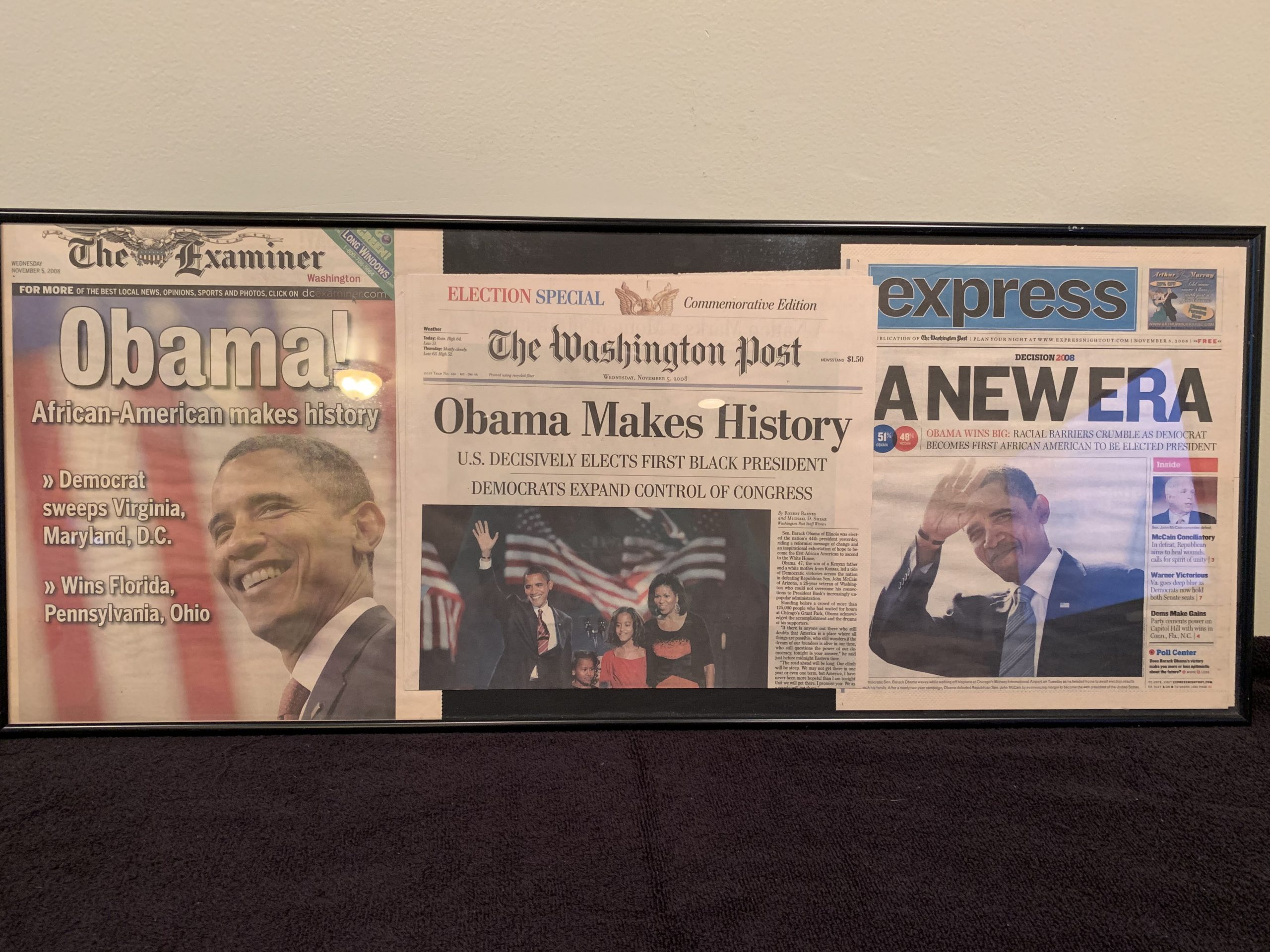 First_African_American_President_Framed_Historic_Newspapers